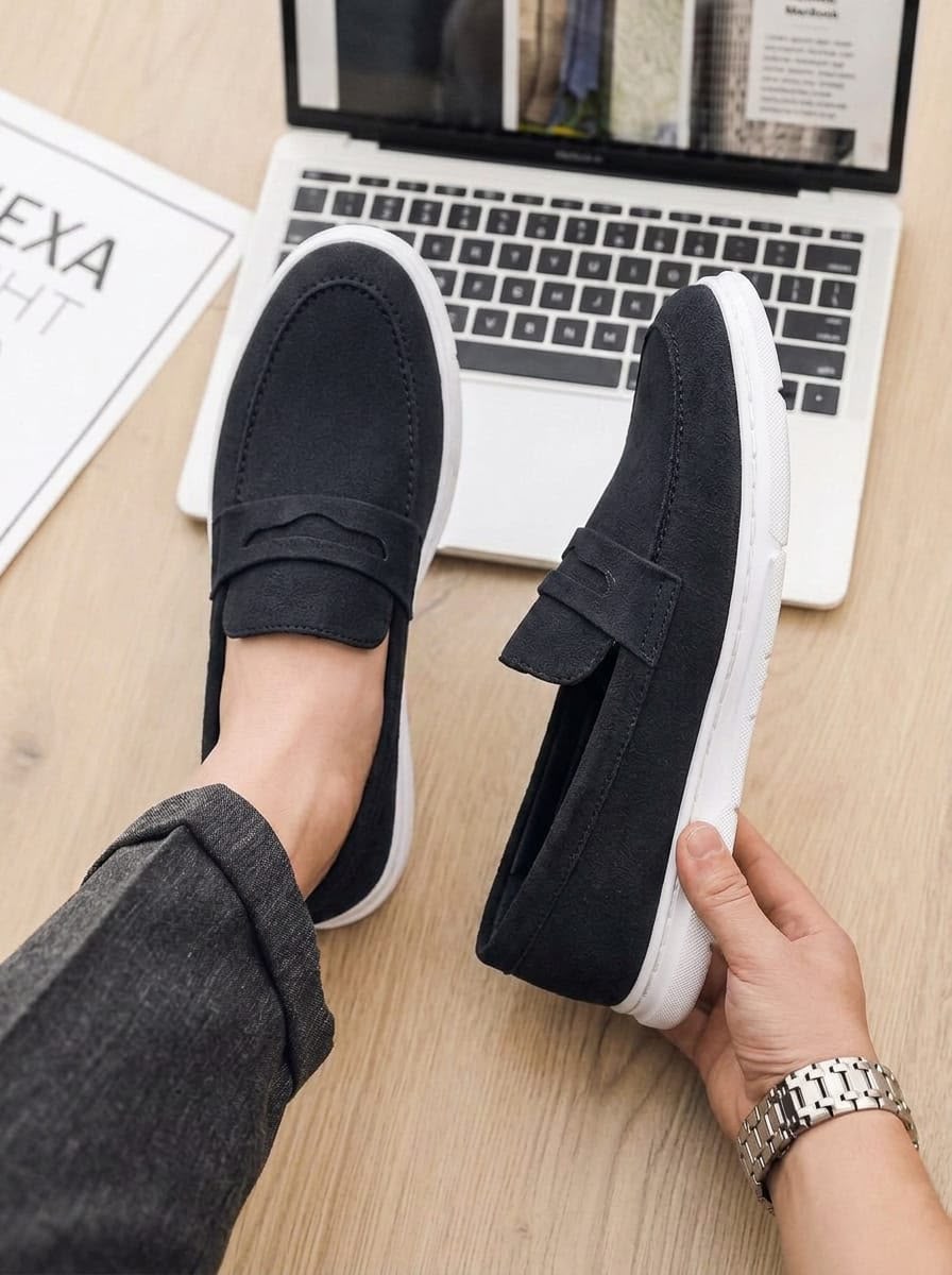 Casual Loafers - Suede (BLACK)